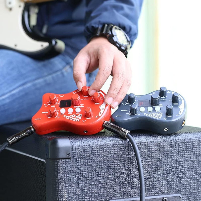 summina Distortion Pedal Guitar Multi-effects Processor Effect Pedal Guitar Effects Pedal 15 Effect Types 40 Drum Rhythms Tuning Function with Power Adapter (red) - Image 3